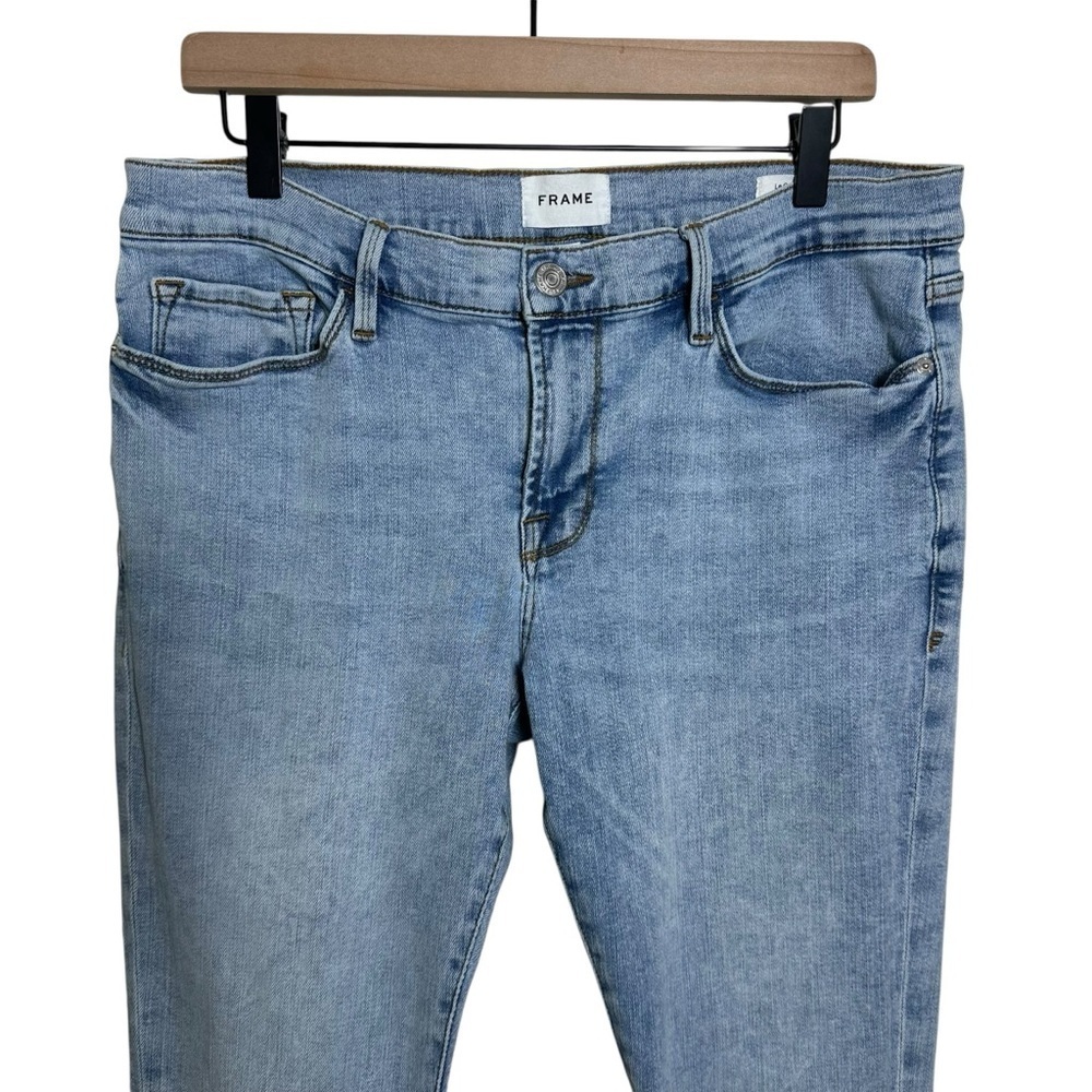FRAME Le Garcon Crop Light Wash Frayed Hem Jeans Size 31 Denim Y2K Finnigan - Picture 3 of 12